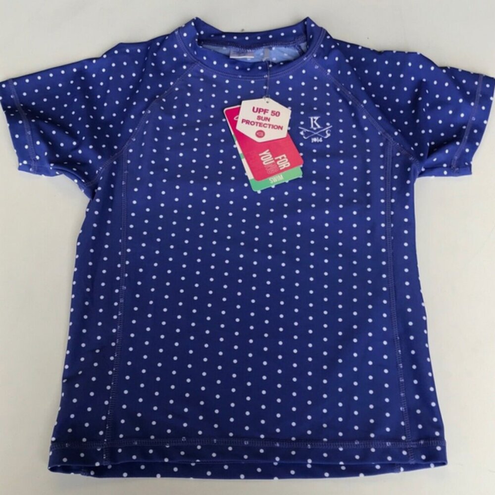 New Logo Garb Allison Girls Purple Polka Dot Swim Shirt Large Ages 9-10